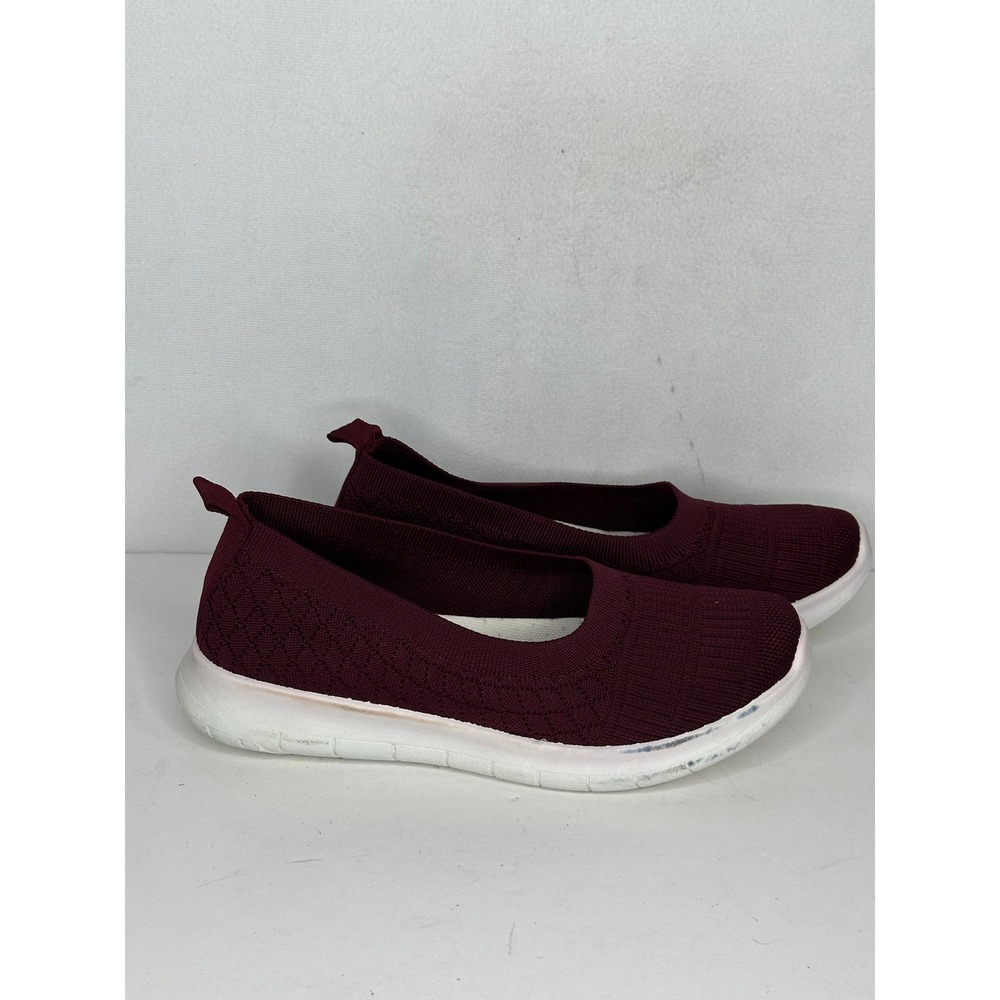 Jessica Carlyle Womens Knit Slip On Sneakers Burgundy Size 10 Casual Flats